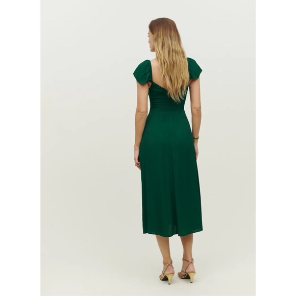 NWT Reformation Baxley Emerald Heart Shaped Neck Green  Fitted Dress Sz 4 US - Picture 4 of 9